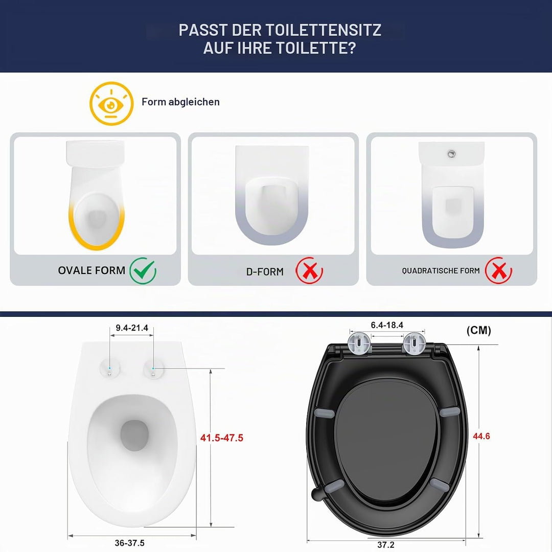 YEAUPE PRO Toilettendeckel mit Absenkautomatik,WC Sitz mit Quick-Release-Funktion und Softclose Abse