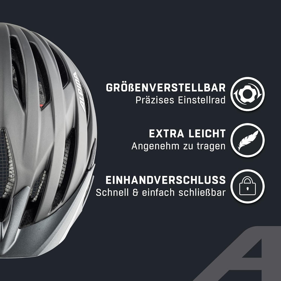 ALPINA HAGA - Stossabsorbierender, Sicherer & Optimal Anpassbarer Urban Fahrradhelm Mit Integriertem