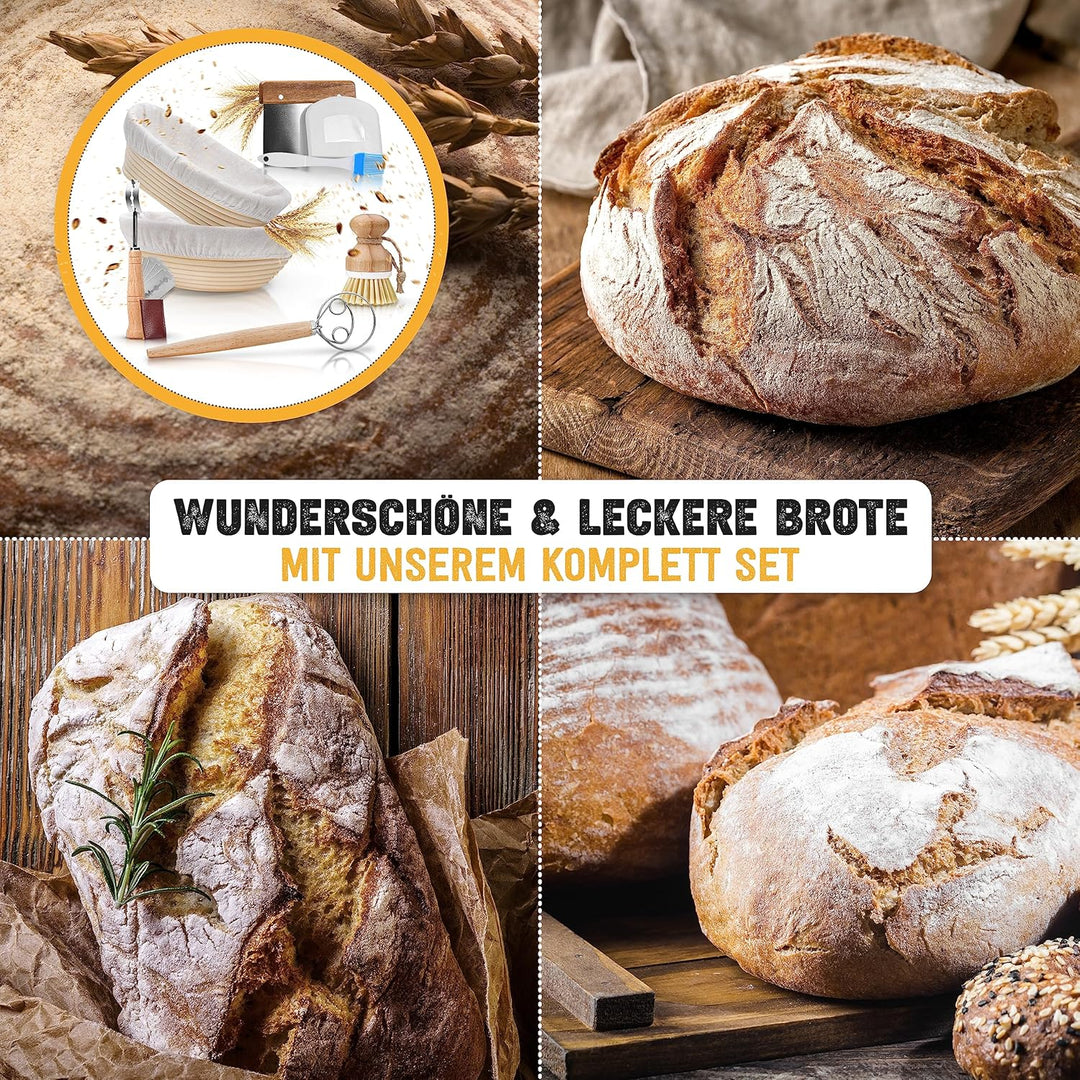 Paulson & Svenson - 2 Stück Gärkörbchen oval im Komplett-Set zum Brotbacken - 100% natürlichem Ratta