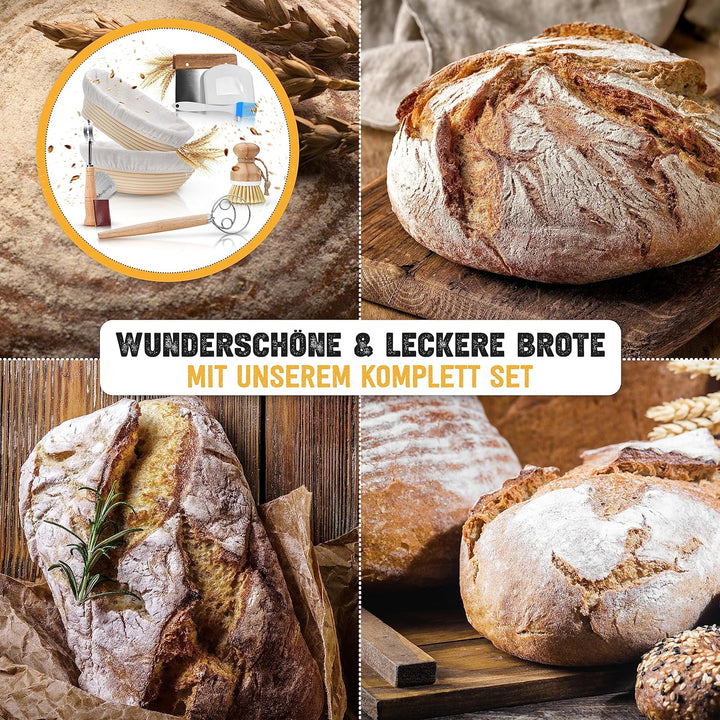 Paulson & Svenson - 2 Stück Gärkörbchen oval im Komplett-Set zum Brotbacken - 100% natürlichem Ratta
