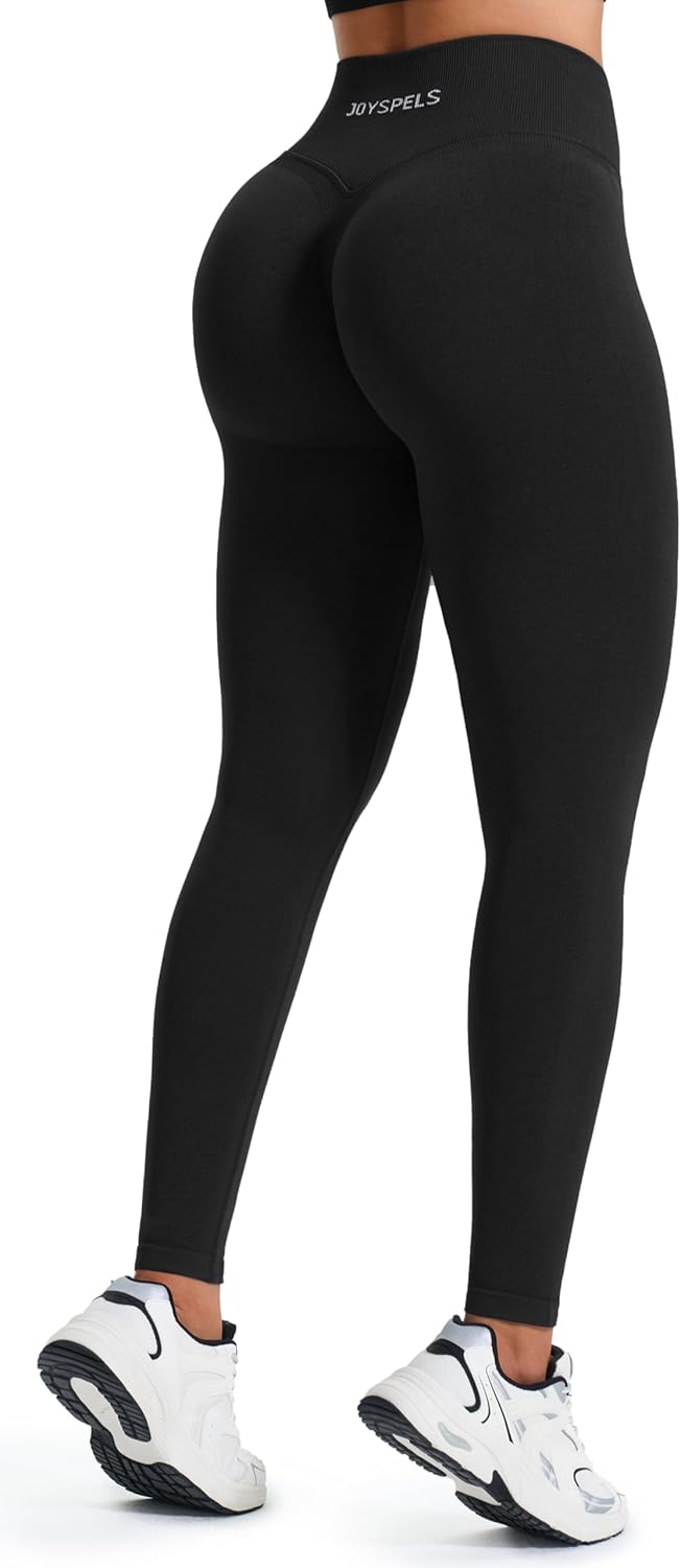 JOYSPELS Scrunch Butt Leggings Damen, Gym V Förmige Bund High Waist Sport Booty Lifting Po Push Up S