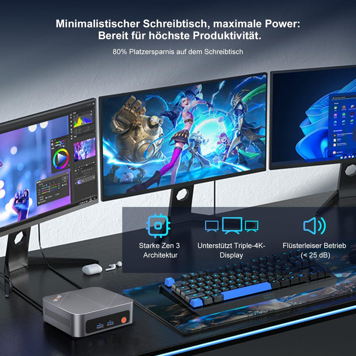 Ninkear Mini PC Win11, Mini Computer mit AMD Ryzen 7430U(Bis zu 4.3 GHz), 16GB DDR4 RAM 512GB SSD Ga