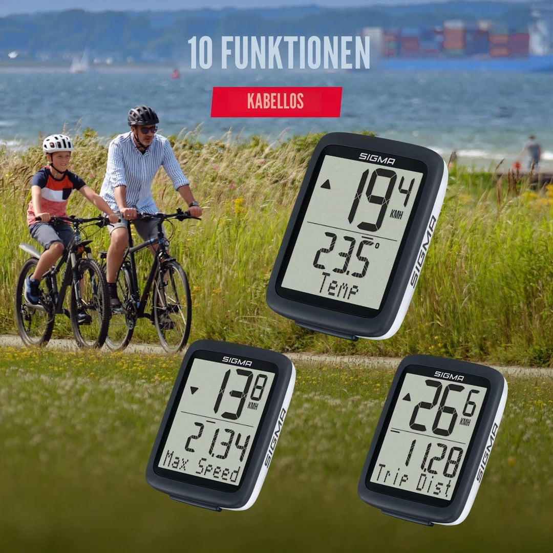 SIGMA SPORT BC 10.0 WL | kabelloser Fahrradcomputer mit zahlreichen Funktionen | Bike Computer für h