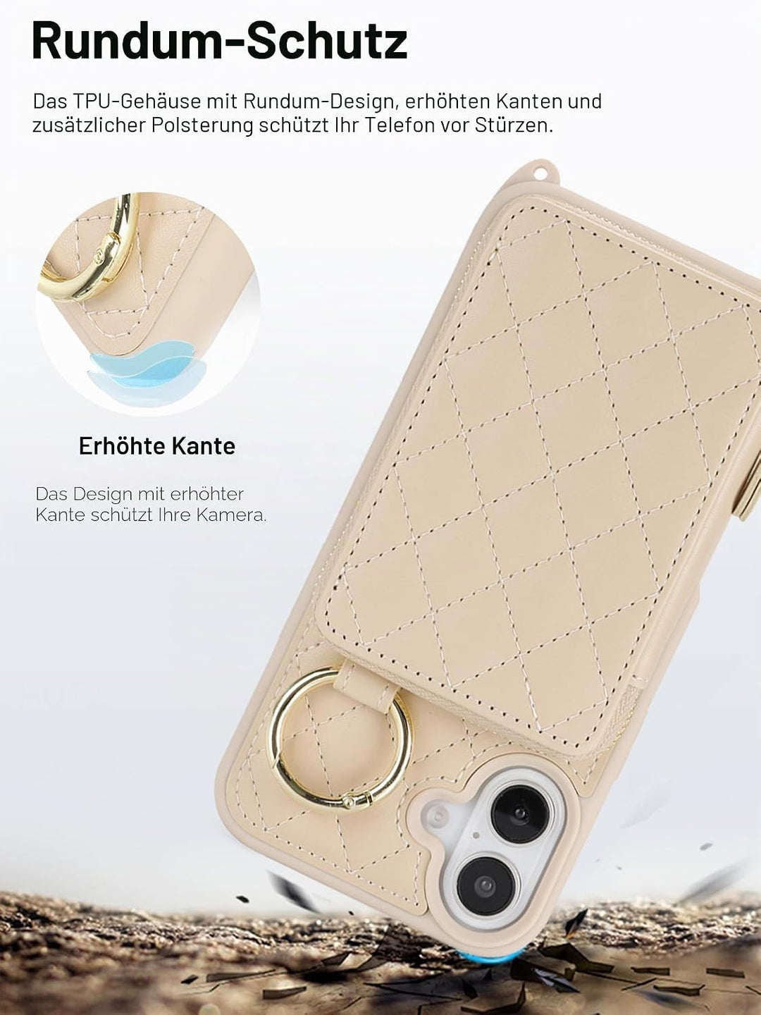 ELTEKER Handyhülle für iPhone 17 Hülle mit Band Verstellbarem Schultergurt, Reissverschluss Geldbörs