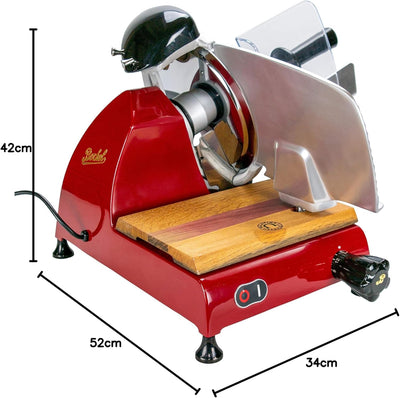 Berkel Red Line 250 rot Profi Aufschnittmaschine + Einlegebrett aus alten Wein Fassholz - Sonderange