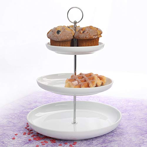 Holst Porzellan Profi Etagere mit 3 Ebenen, ET 003, Weiss/Silber