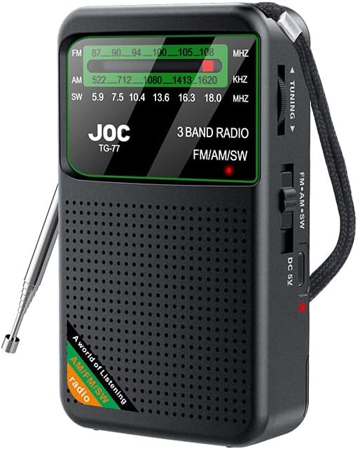 Tragbares Radio AM/FM/SW Taschenradio mit Wiederaufladbarem Akku Einbauter Lautsprecher mit HD-Displ