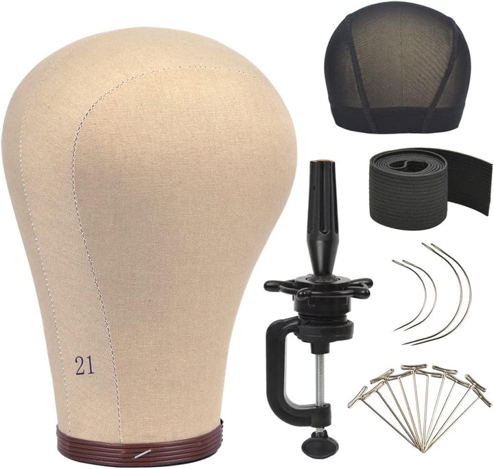 21 Zoll Perücke Kopf Kork Leinwand Block Kopf Perücke Display Styling Kopf Mannequin Kopf Mit Stand