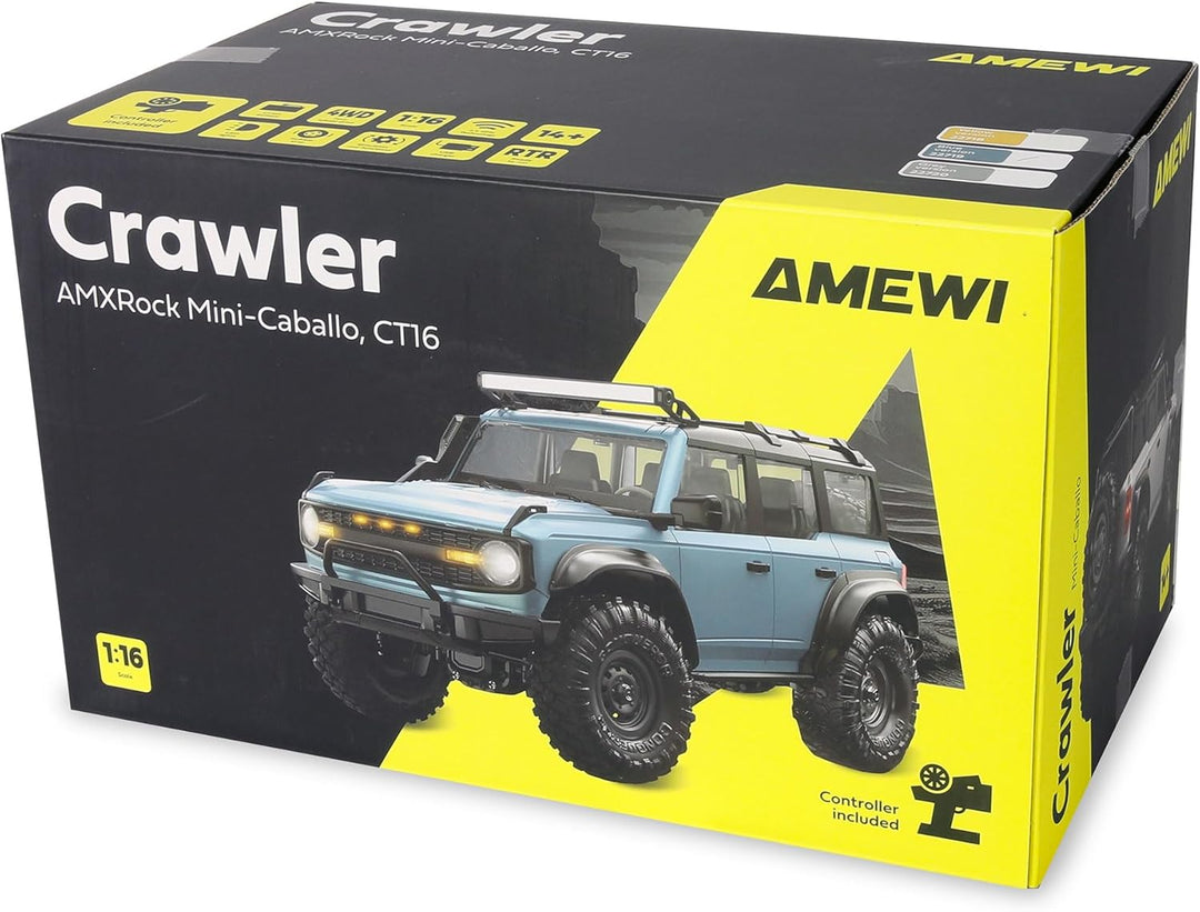 Amewi AMXRock Mini-Caballo Scale Crawler 4WD 1:16 RTR grau inkl. Fernsteuerung, Akku, Ladekabel