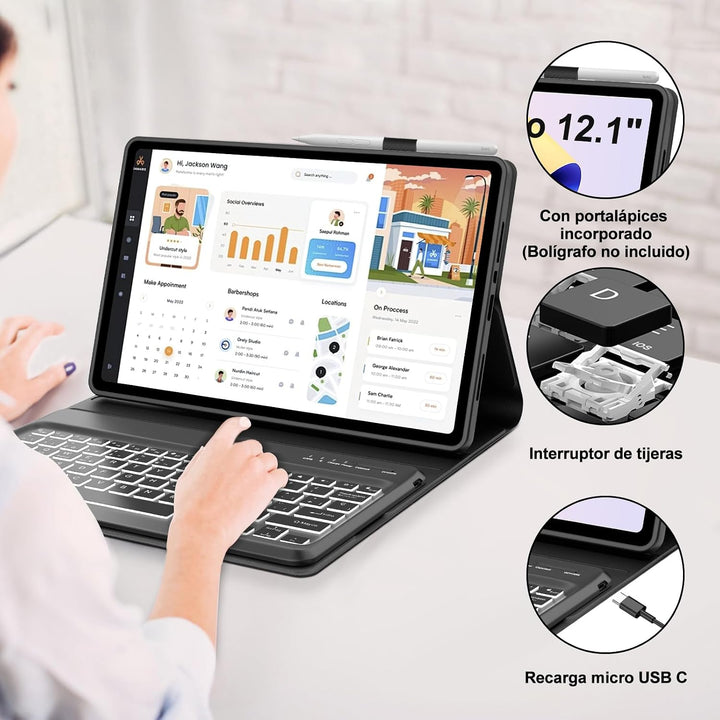 FOGARI Tastatur für Redmi Pad 2 Pro 30,5 cm (12,1 Zoll) 2025, mit spanischer Tastatur, mit Bluetooth