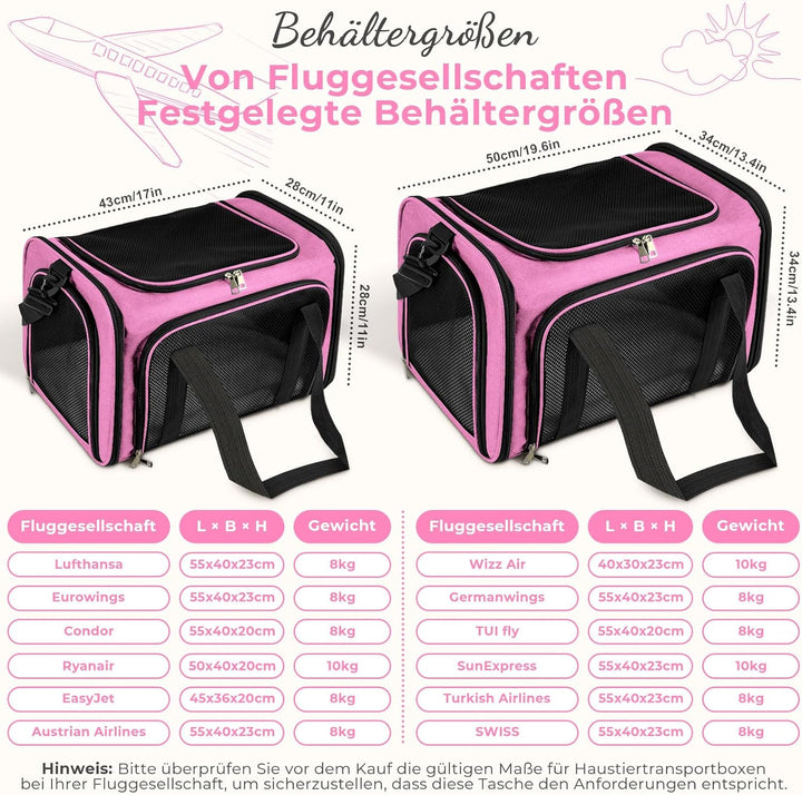 Lohofrnny Transporttasche Katze, Transportbox für Katze Hund, Katzentransporttasche, Faltbare Hausti
