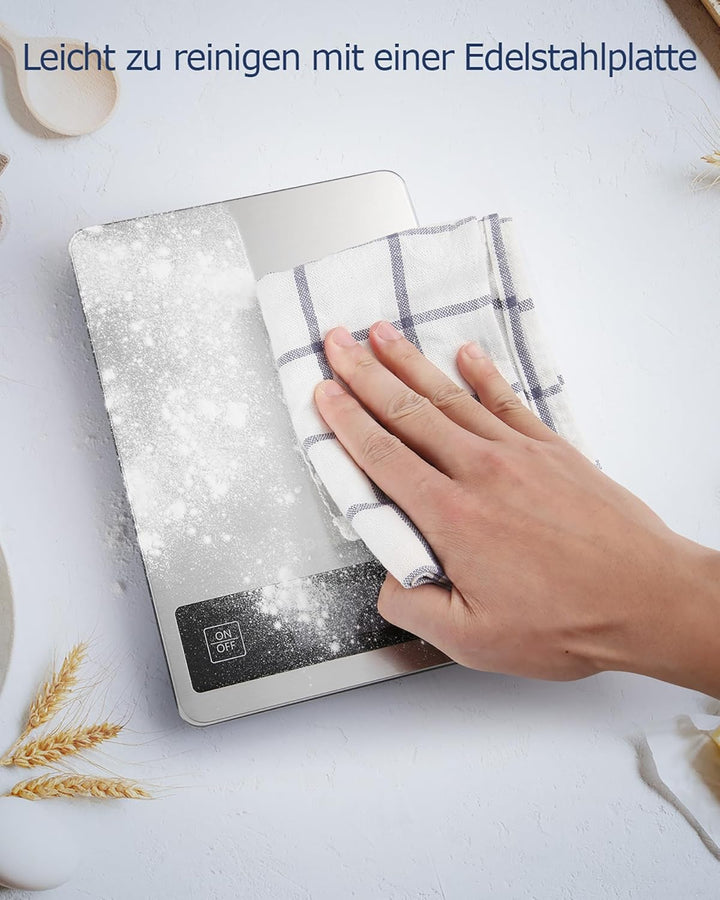 Küchenwaage Digitale 15 kg, Küchenwaage Digital Wasserdicht mit LCD-Anzeige, Multifunktions-Lebensmi
