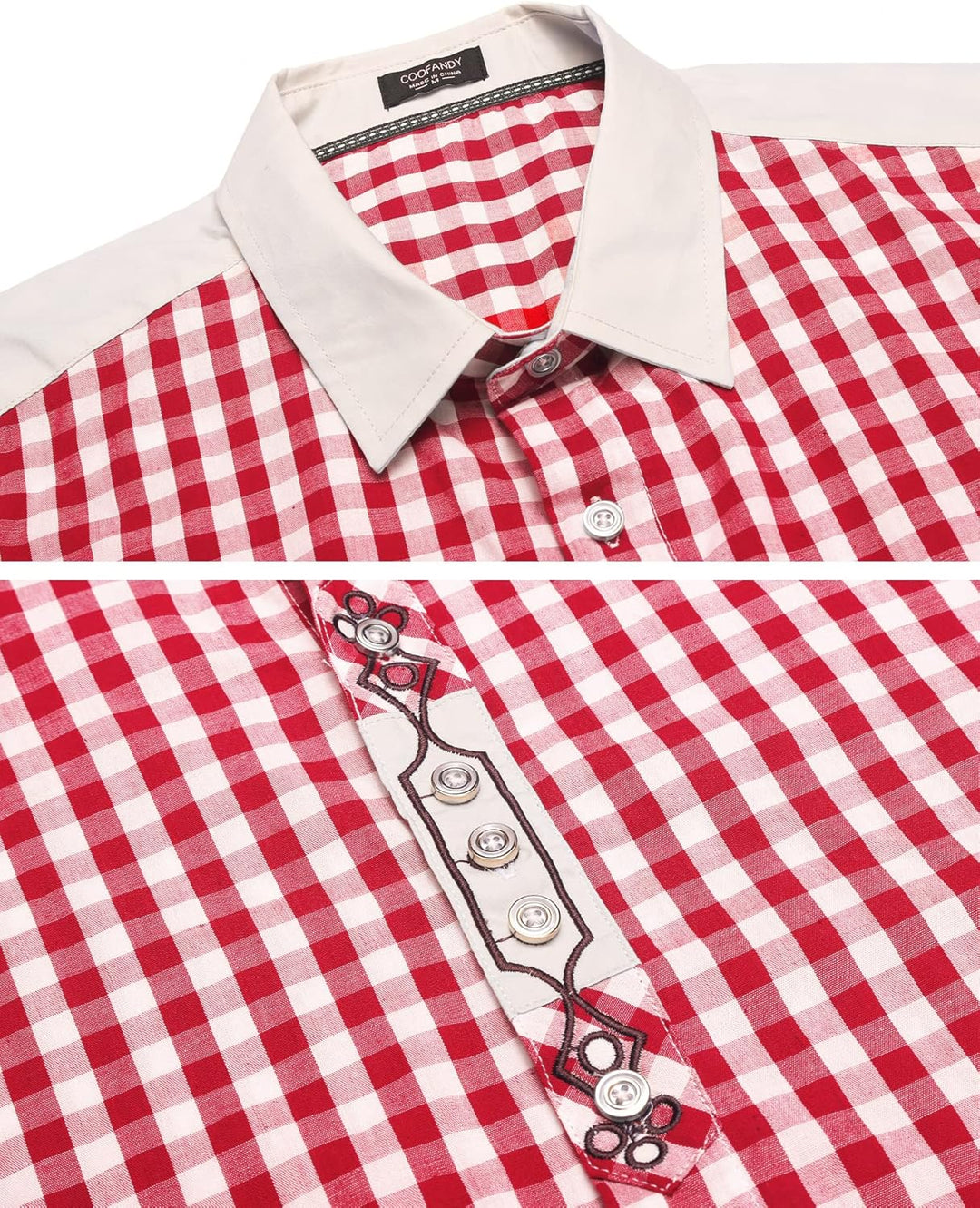 COOFANDY Hemd Herren Langarm Trachtenhemd Kariertes Oktoberfest Hemd Freizeithemd Karohemden Herrenh