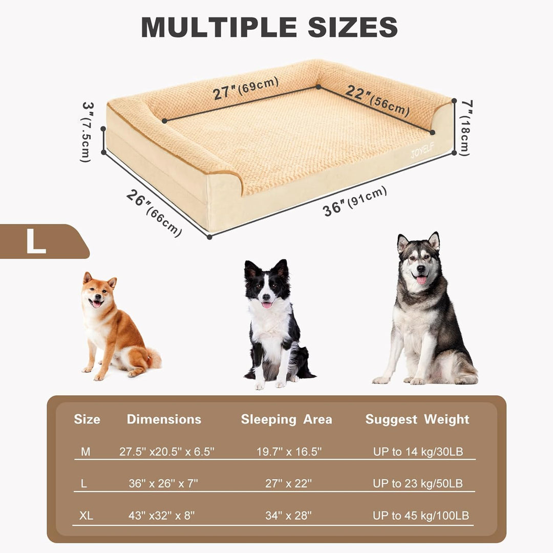 JOYELF Orthopädisches Hundebett für grosse Hunde, U-förmiges Schaumstoff-Sofabett, wasserdichtes Hau
