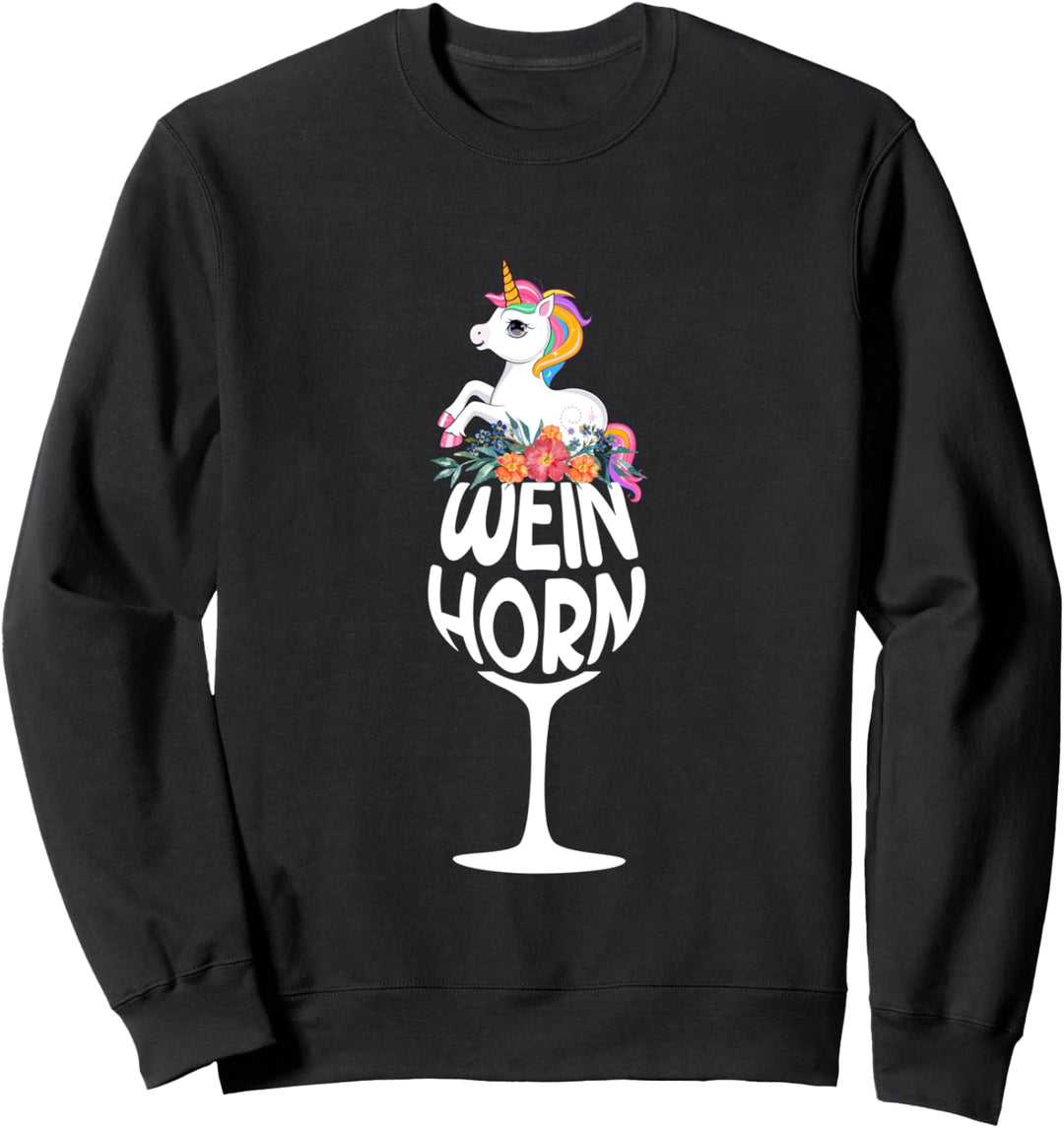 Weinhorn Wein Einhorn Glas Weintrinker Geschenk Sweatshirt