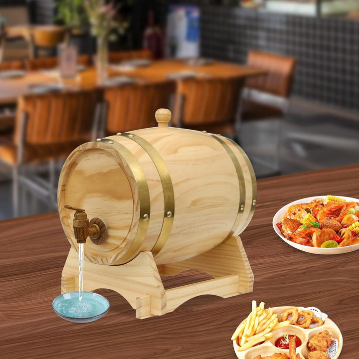 MINRS Holzfass Klein Eichenfass 5L Whiskyfass aus Holz Eichenweinfass Whiskyfass mit Bock & Zapfhahn