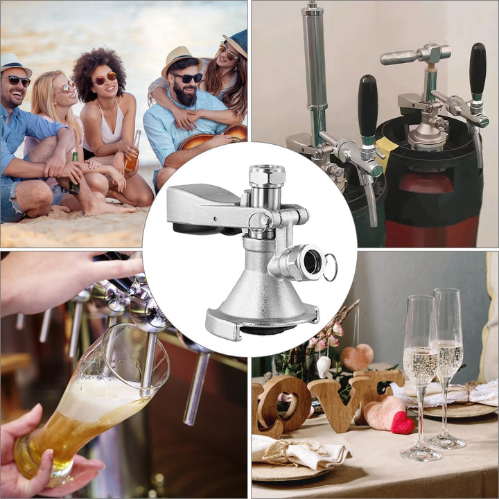 QWORK® Bierfass Kupplung mit Überdruckventil, Typ A, G5/8 Gewinde Bierausgang, G3/4 Gewinde Co²-Ansc