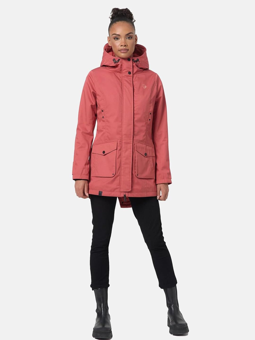 Navahoo Damen Übergangsjacke Warmer Kurzmantel Regenjacke wasserdicht mit Kapuze Brinjaa XS-XXL XS R
