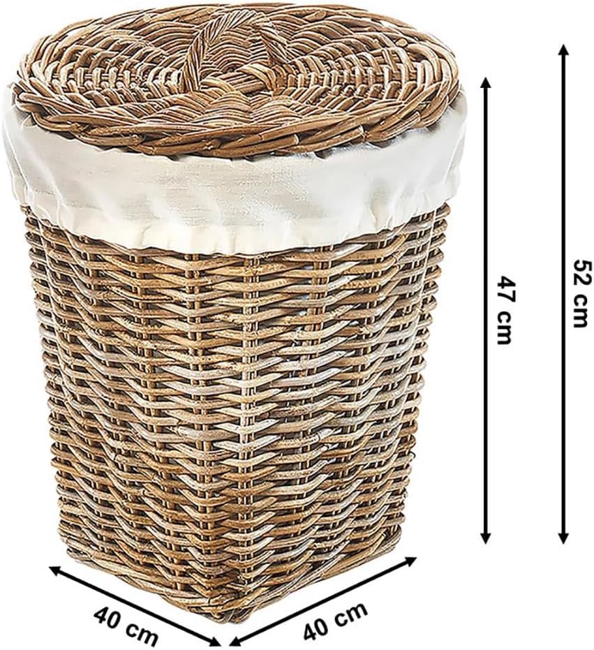 Kobolo Wäschebehälter Wäschetonne Wäschesammler KUBUS - Rattan - grau - 40x40x48 cm, 40x40x48 cm