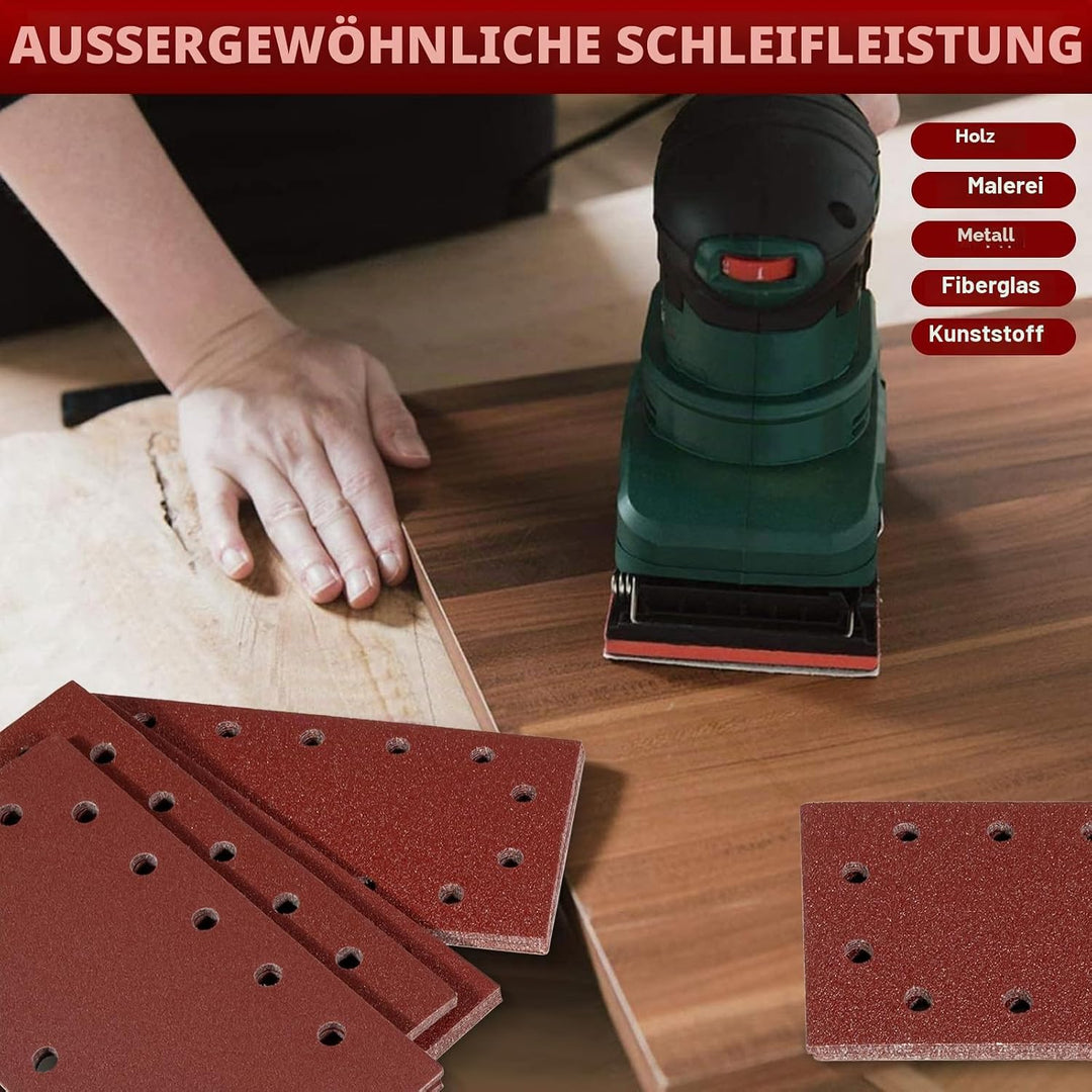 BIGP Schleifpapier Set 50 Stück (230x115 mm) - Klett-Schleifblätter für Schwingschleifer mit 14-Loch