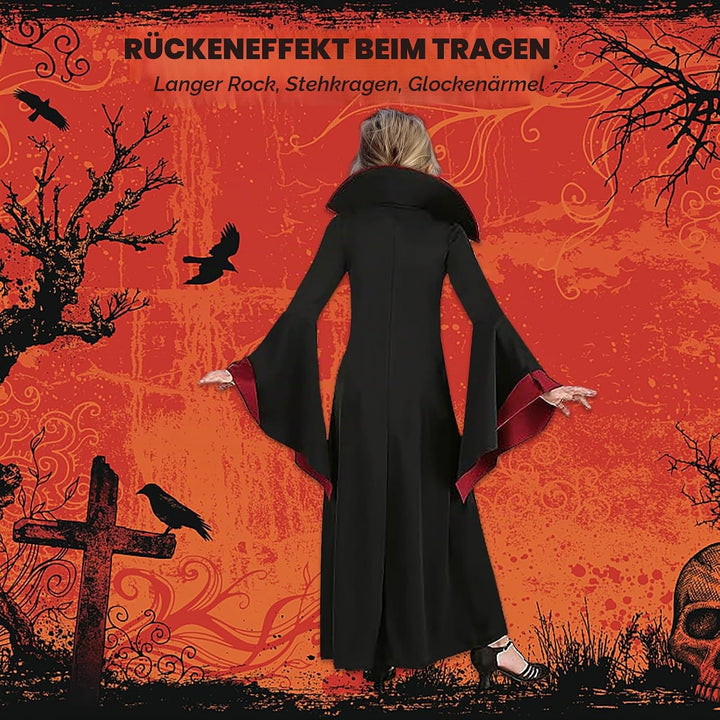 PABTID Vampir Kostüm Mädchen Halloween Kostüme Kinder Gothic Kapuzen Vampirkostüm Halloween Verkleid