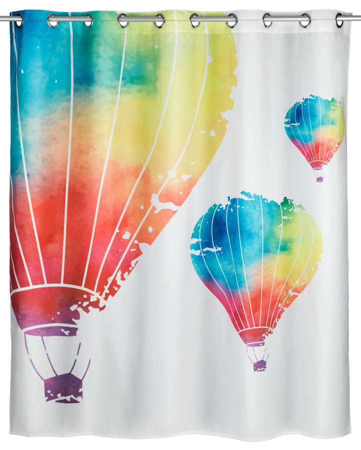 WENKO Anti-Schimmel Duschvorhang In the Air Flex, Textil-Vorhang mit Antischimmel Effekt, grosse int