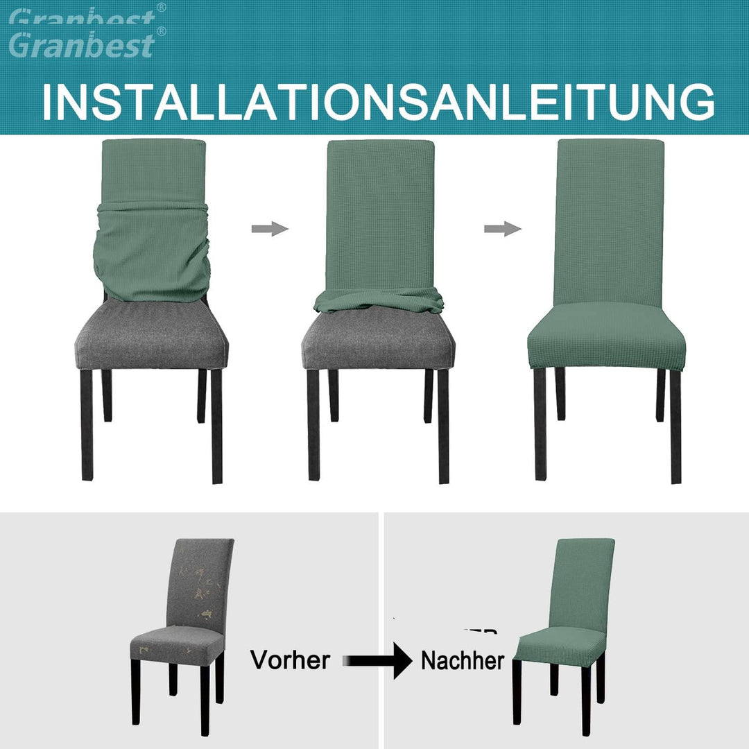 Granbest Premium Wasserdicht Esszimmerstuhl Abdeckungen Satz Von 6, Elastische Hohe Zurück Stuhlhuss