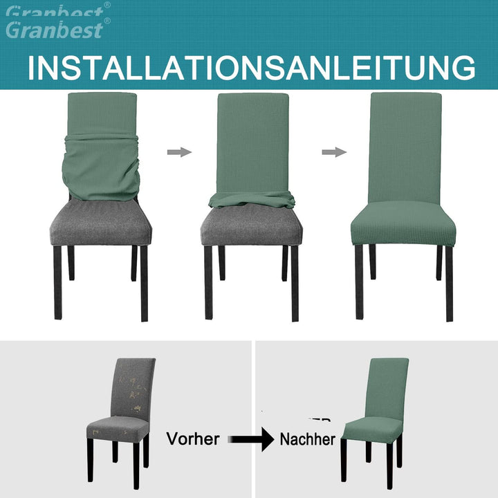 Granbest Premium Wasserdicht Esszimmerstuhl Abdeckungen Satz Von 6, Elastische Hohe Zurück Stuhlhuss