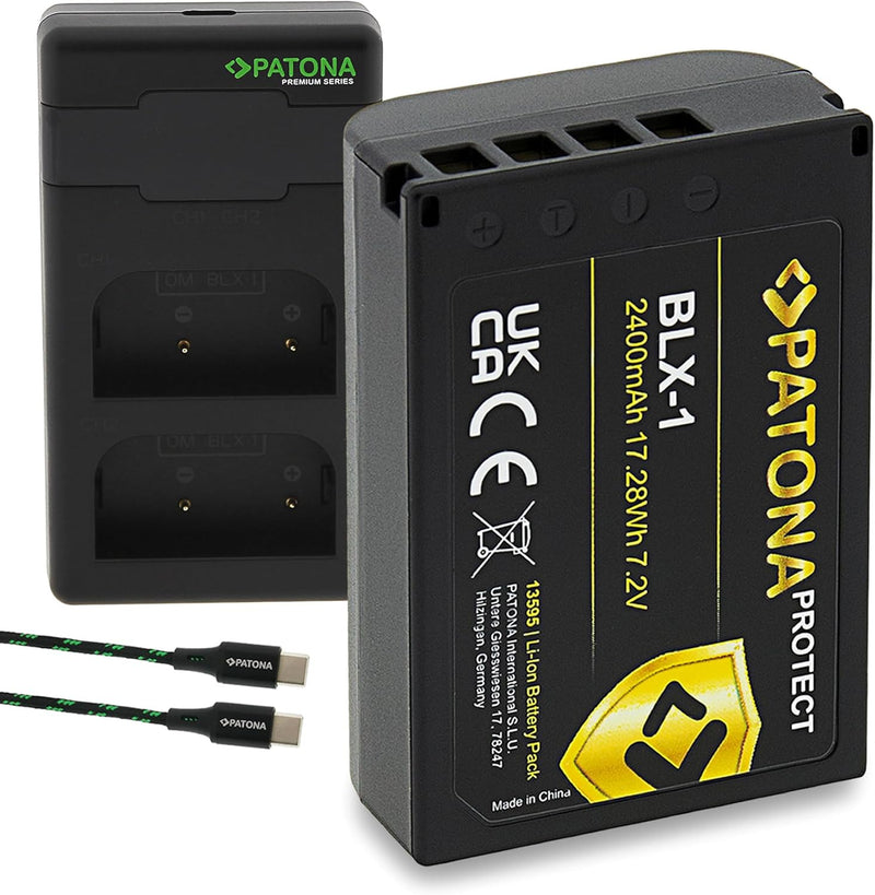 PATONA V1 Protect Akku BLX-1 (2250mAh) inkl. NTC-Sensor und V1 Gehäuse - mit PD Performance USB Lade