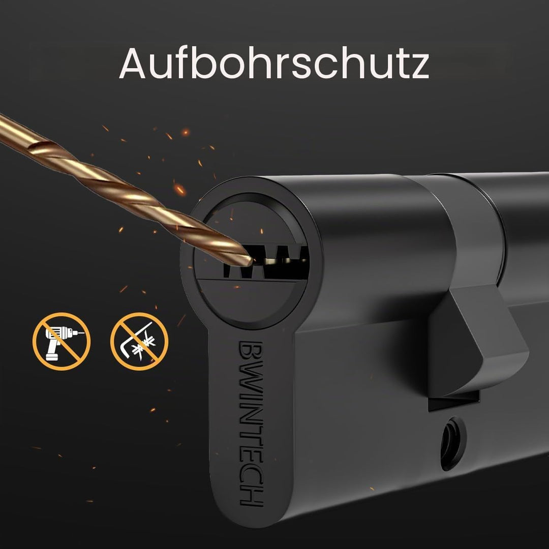 2 Stück 30/30mm Euro Messingzylinder, 60mm Schlüssel/Schlüsselzylinderschloss mit 10 horizontalen Me