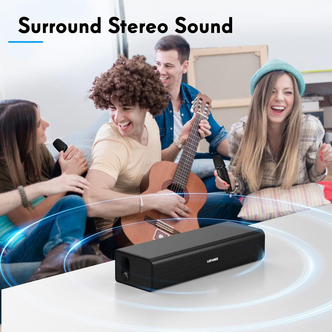 LEFANDI Karaoke Mikrofon Bluetooth,Karaoke Anlage mit 2 Mikrofonen,Portatile Karaoke Maschine mit 2