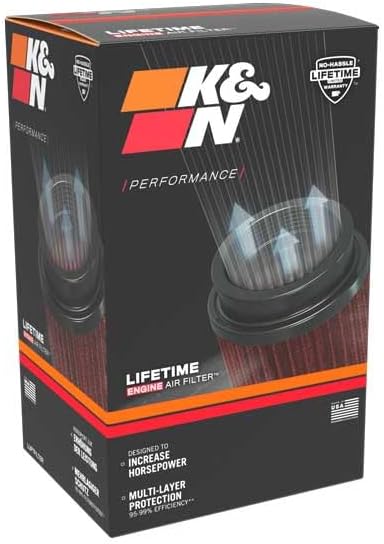 K&N RU-1770 KFZ und Motorrad Gummi Universalluftfilter Rot