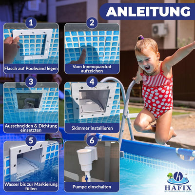 Hafix GmbH Breitmaul-Skimmer Poolskimmer Set Einbauskimmer Einlaufdüse Wandskimmer Set