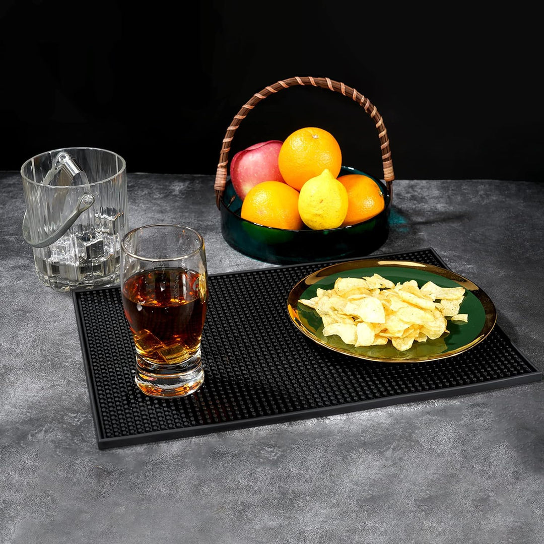 Bar-Servicematte für Cocktail-Barkeeper, PVC, 45,7 x 30,5 cm, Schwarz, 2 Stück