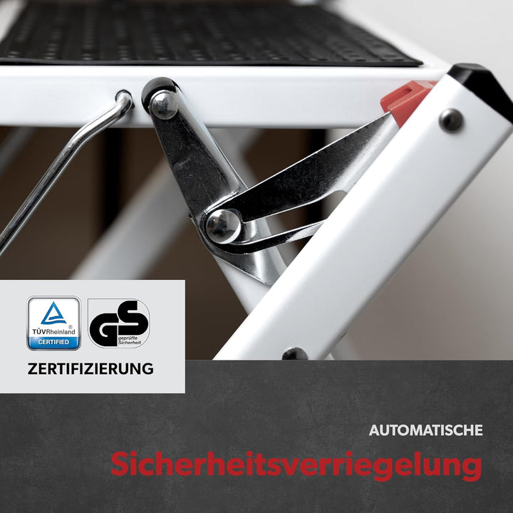 siwitec Mini Klapptritt mit 2 Stufen, Faltbare Leiter, Tritthocker bis zu 150 kg belastbar, Trittlei