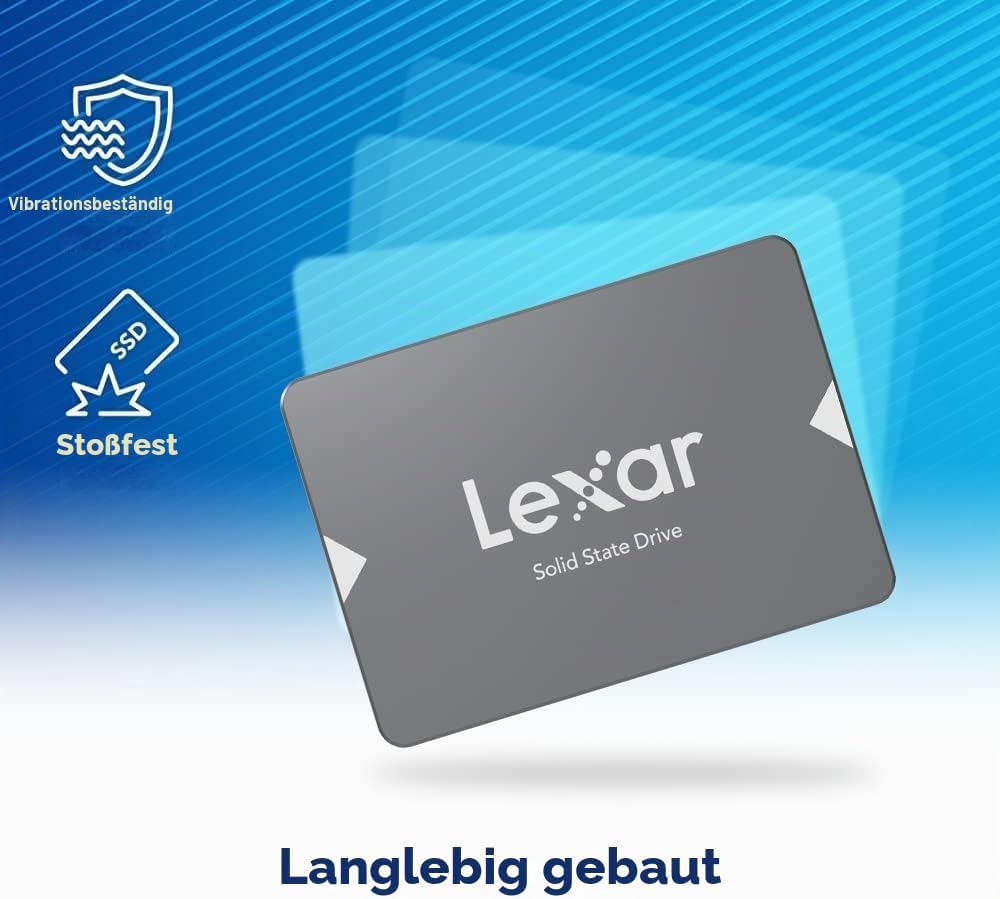 Lexar NS100 2,5" SATA III (6Gb/s) Interne SSD 1TB, Solid-State-Laufwerk, Bis zu 550 MB/s Lesen, für