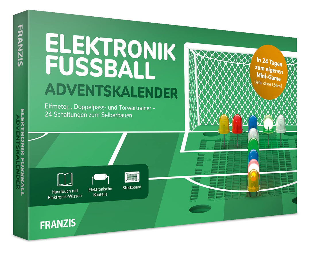 FRANZIS 67333 - Elektronik Fussball Adventskalender, 24 Schaltungen zum Selberbauen, inkl. allen Bau