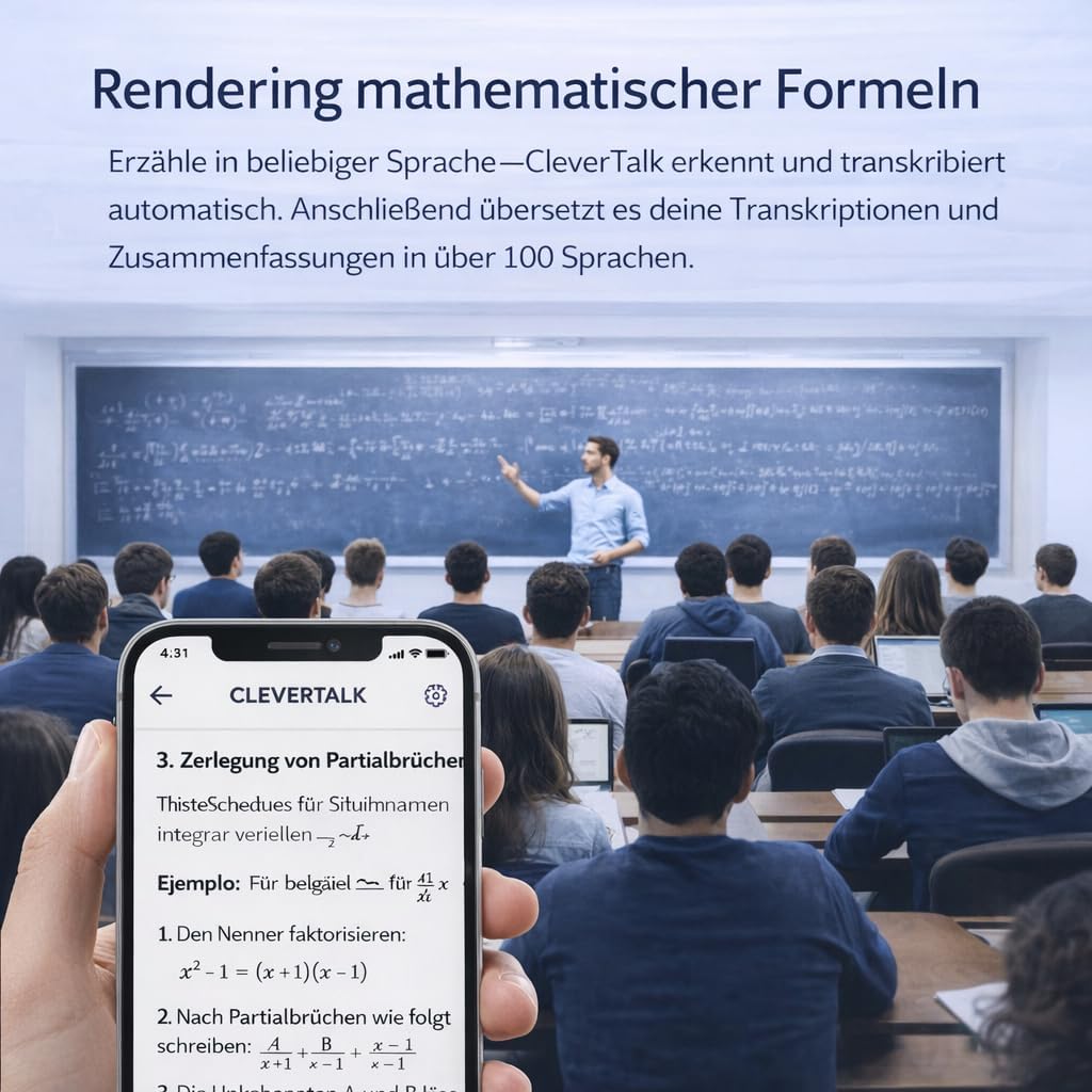 CleverTalk Q1 KI-Sprachrekorder | Sprachaktiviert | Mobile App, Mac, Windows und Web | Europäische C