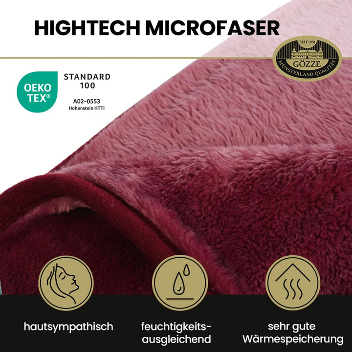 Gözze - Premium Cashmere-Feeling Wohn- und Kuscheldecke, 500 g/m², 130 x 170 cm - Beere Offwhite 130