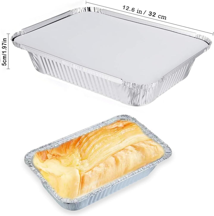 Xinfuquan Alu grillschalen Grossformat,Aluschalen mit deckel,Grill Aluschalen 20Stück-2200ml/Einweg