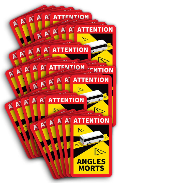 100 Stück Attention Angle Morts für Bus/Wohnwagen 25 x 17 cm Premium Aufkleber Sticker Hinweiszeiche