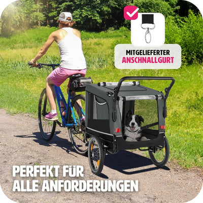 tectake® Fahrradanhänger multifunktional - als Hunde Anhänger Wagen für Fahrrad und e Bike, Jogger o