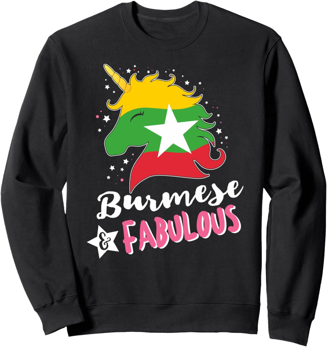 Burmesisches Einhorn Myanmar Flagge Sweatshirt