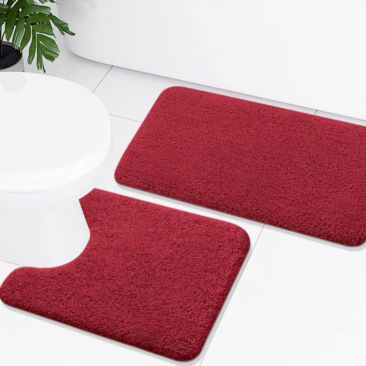 Homaxy Badezimmerteppich Set 2 teilig WC Vorleger mit Ausschnitt Set Badematte rutschfest Waschbar H