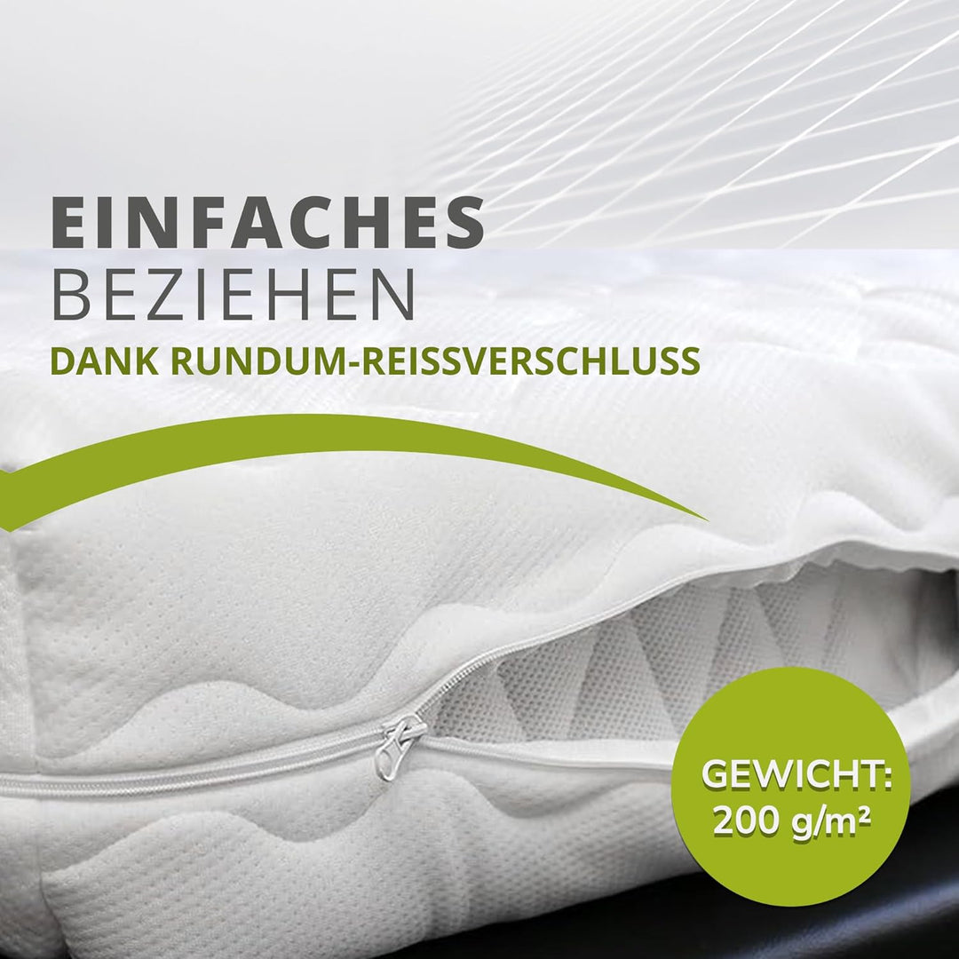 G BETTWARENSHOP – Ersatz Matratzenbezug – waschbarer Matratzenschoner mit Reissverschluss – Allergik