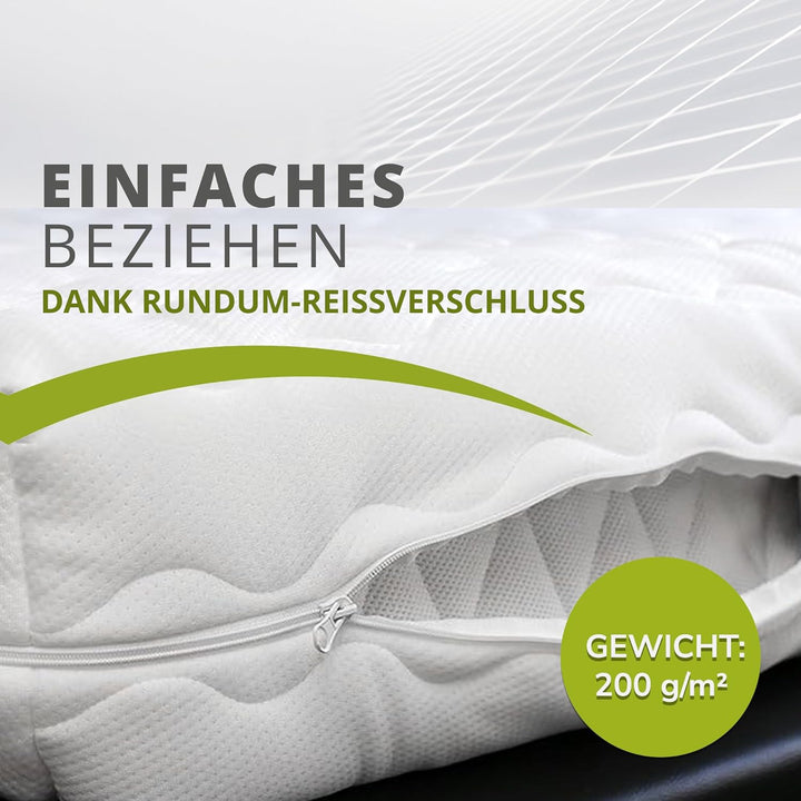 G BETTWARENSHOP – Ersatz Matratzenbezug – waschbarer Matratzenschoner mit Reissverschluss – Allergik