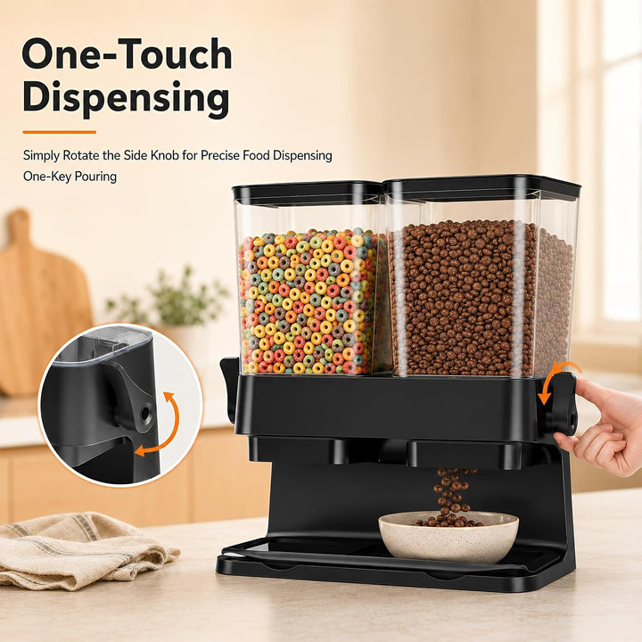 3L Grosse Müslispender mit Doppelbehälter, Cornflakes Spender aus ABS+PS, Cornflakes Behälter mit De