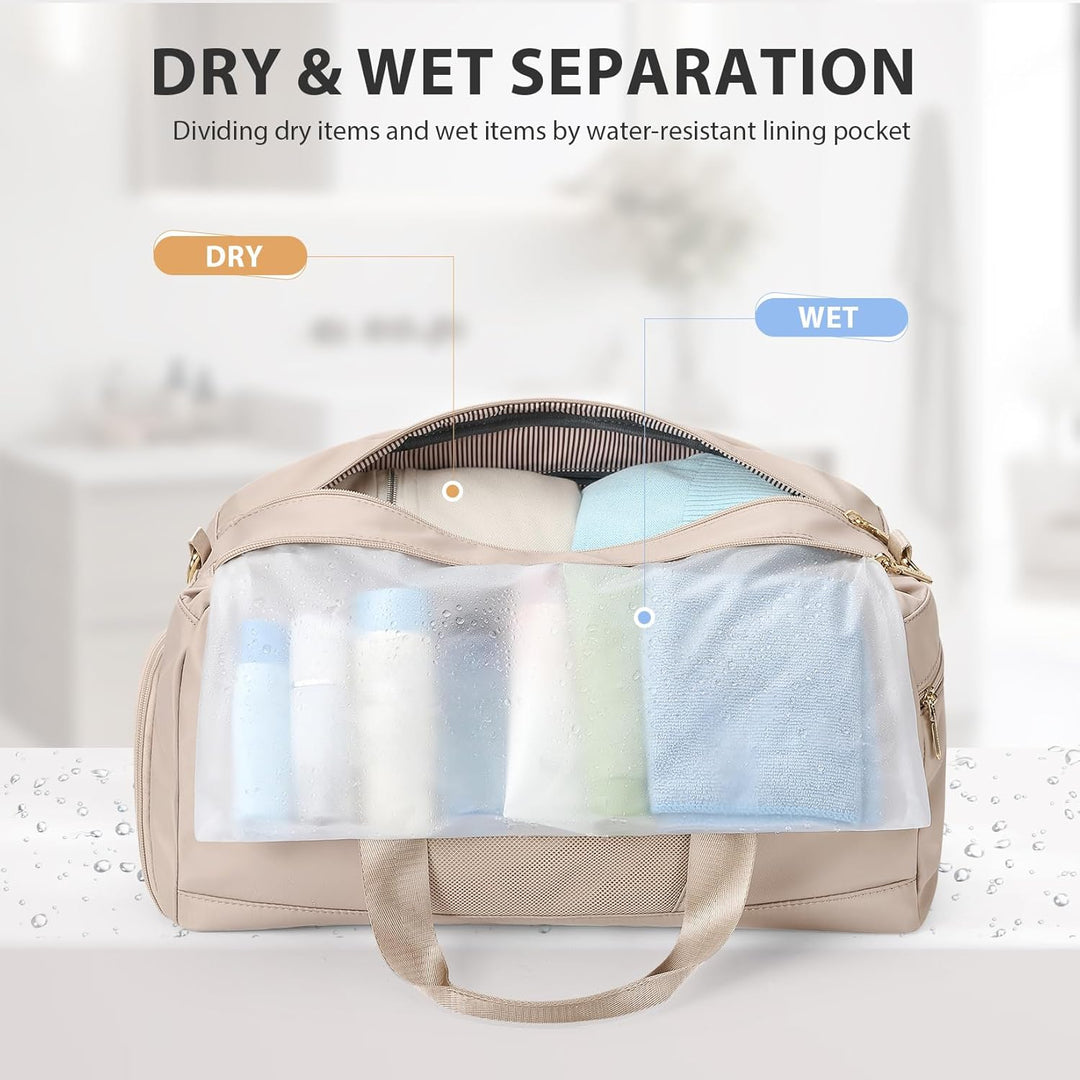 VNINE Reisetasche Sporttasche Damen，Leichte Handgepäck Tasche Weekender Bag Schwimmtasche Wasserdich