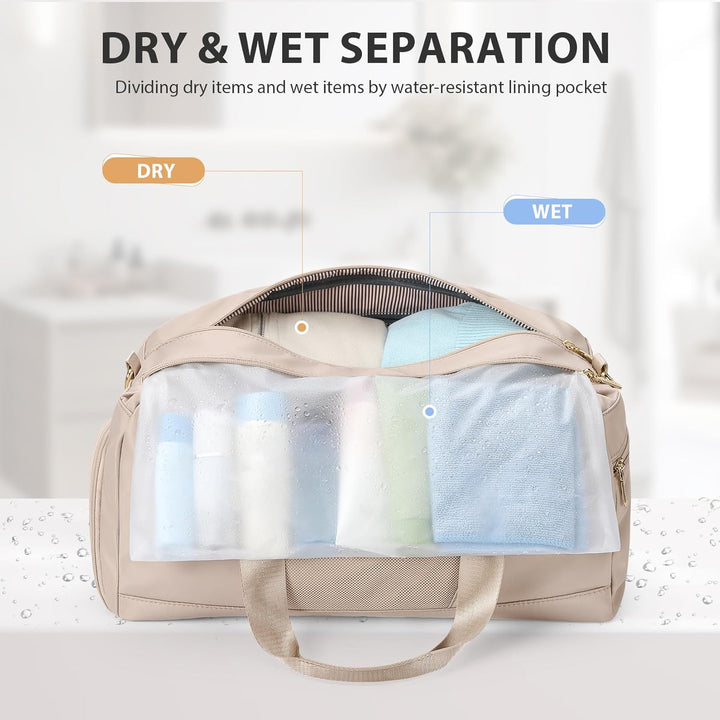 VNINE Reisetasche Sporttasche Damen，Leichte Handgepäck Tasche Weekender Bag Schwimmtasche Wasserdich