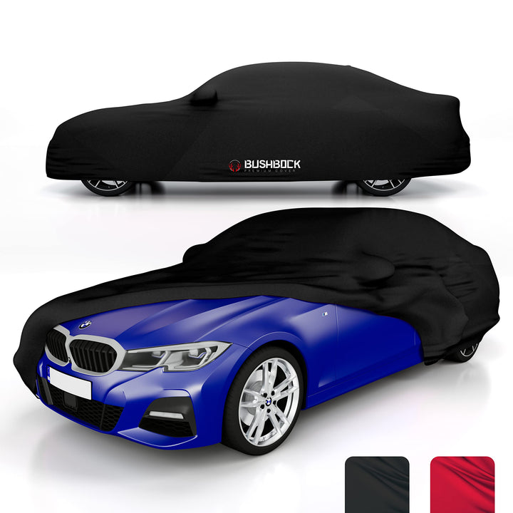 BUSHBOCK® Premium Autoabdeckung Indoor - Satin Schutzhülle Stoff - Abdeckplane Autoplane Autogarage
